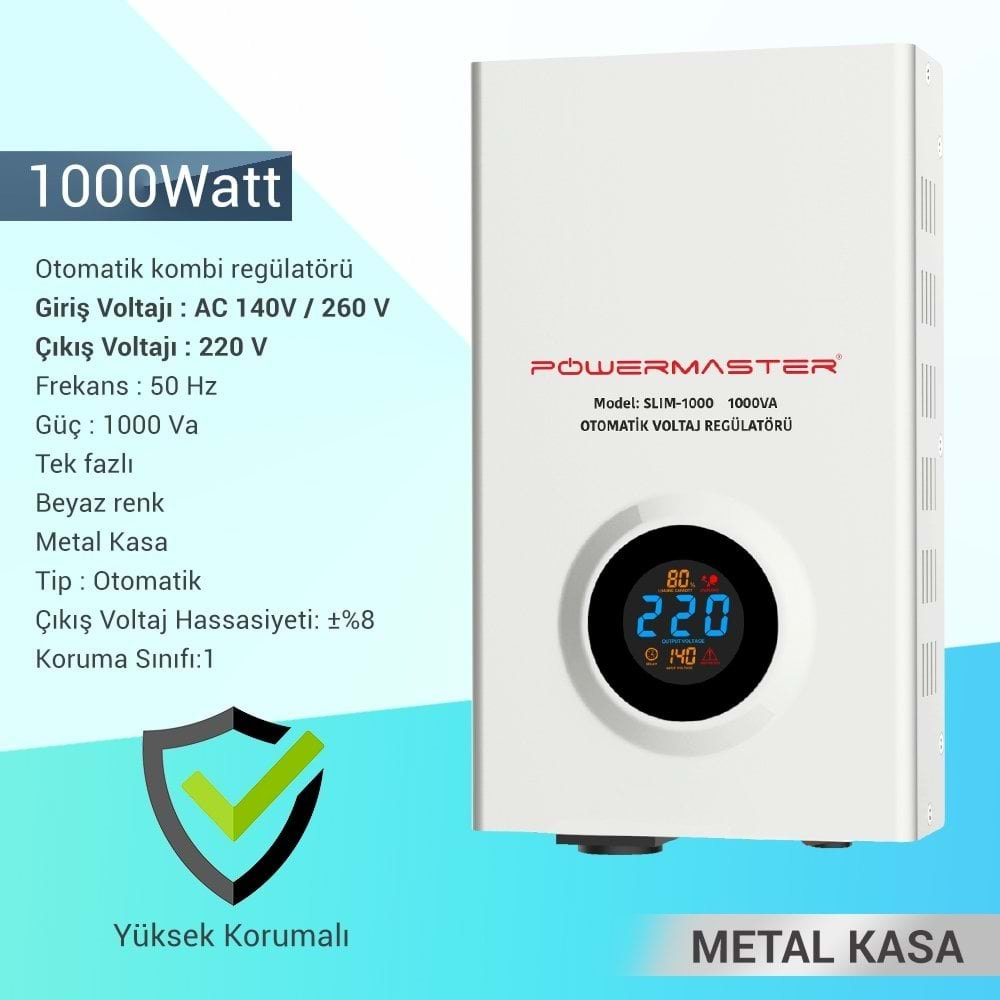 POWERMASTER SVR-148-1000VA-OTOMATİK 1000 WATT VOLTAJ REGÜLATÖRÜ