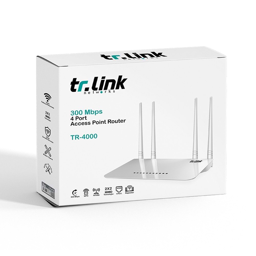 TR-LINK TR-4000 300 MBPS 4 PORT 4 ANTENLİ ACCESS POINT ROUTER 8156