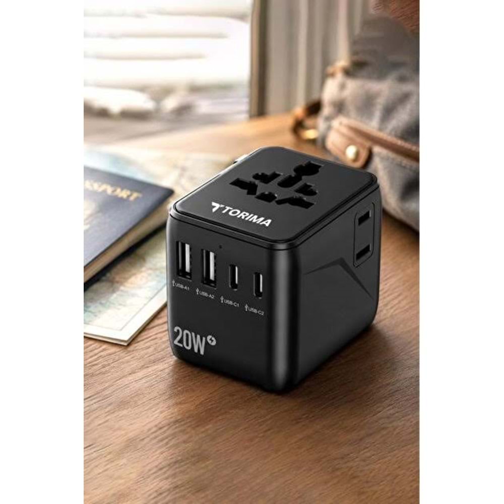 TORIMA 1005FCR BLACK MINI TRAVEL ADAPTER