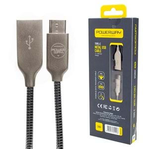 POWERWAY CX-03 TYPE-C METAL ŞARJ VE DATA KABLOSU 2000 MA