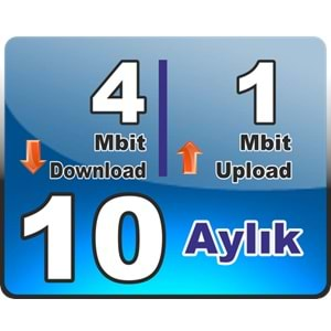 4 Mbit Down 1 Mbit Up Bireysel Wireless 10 (ON) Aylık