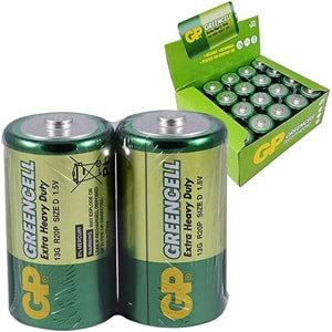 GP 13G 2S2 GREENCELL/SUPERCELL R20 BÜYÜK D BOY PİL (İKİLİ PAKET)