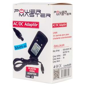 24 VOLT - 1 AMPER 5.5*2.5 UÇLU PLASTİK KASA PRİZ TİP ADAPTÖR PM-15429