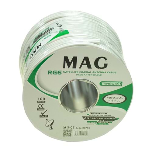 MAG RG6 ikili kablo bitisik 100MT.X2