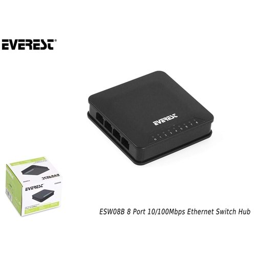 Everest ESW08B 8 Port 10/100Mbps Ethernet Switch Hub