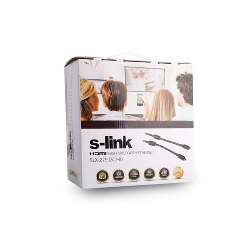 S-link SLX-279 HDMI TO HDMI 30 M Altın Uçlu 24K 1.4 Ver. 3D Kablo