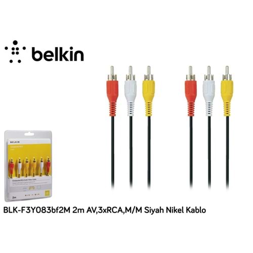 Belkin BLK-F3Y083bf2M 2m AV,3xRCA,M/M Siyah Nikel Kablo