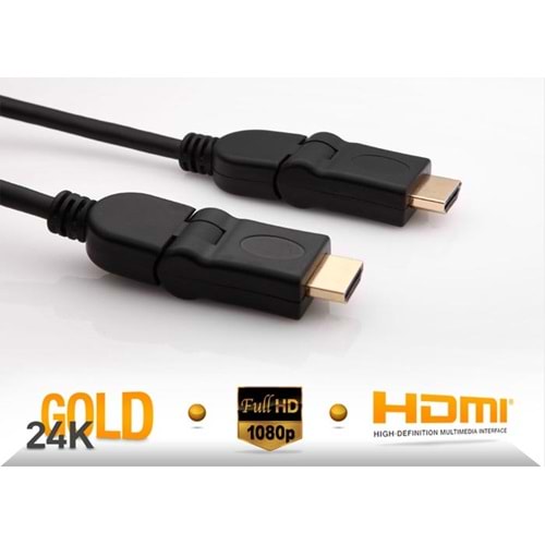 S-link SLX-309 HDMI 180 Derece 1.5m Altın Uçlu 24K + L Kon. 1.4 Ver. 3D Kablo