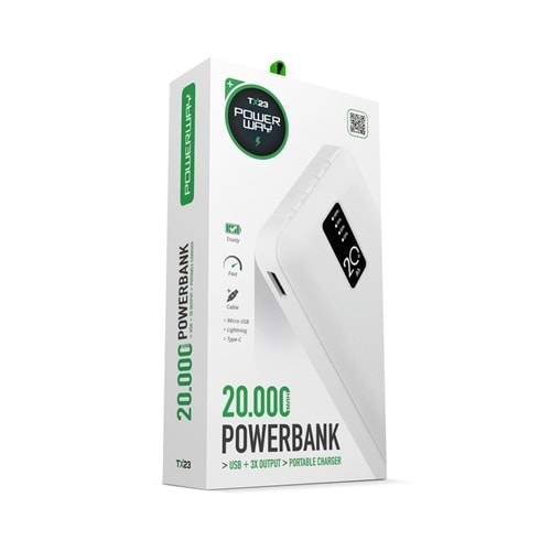 POWERWAY TX23 20000 MAH DİJİTAL GÖSTERGELİ POWERBANK