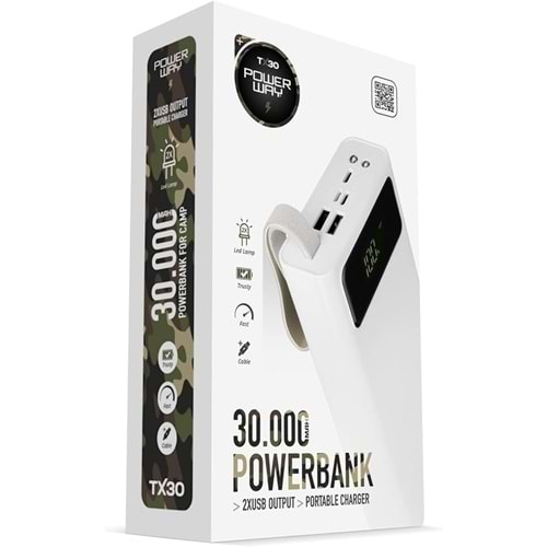 POWERWAY TX30 30000 MAH DİJİTAL GÖSTERGELİ POWERBANK