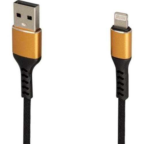 WEKO WK-22025 USB TO LİGHTNİNG (İPHONE) ÖRGÜLÜ SİYAH 1 METRE ŞARJ KABLOSU