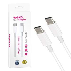 WEKO WK-21444 TYPE-C TO TYPE-C 1 METRE BEYAZ SARJ KABLOSU